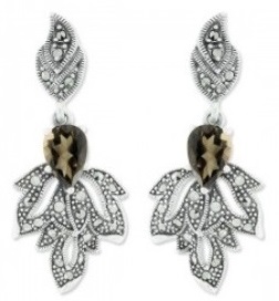 Серьги арт. HE955 Марказит Swarovski, Топаз раух